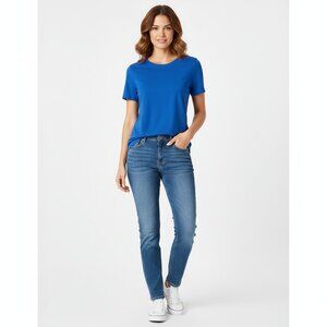 NWT CALVIN KLEIN PERFORMANCE Blue Stretchy Textured Crewneck T-Shirt Top, Size S